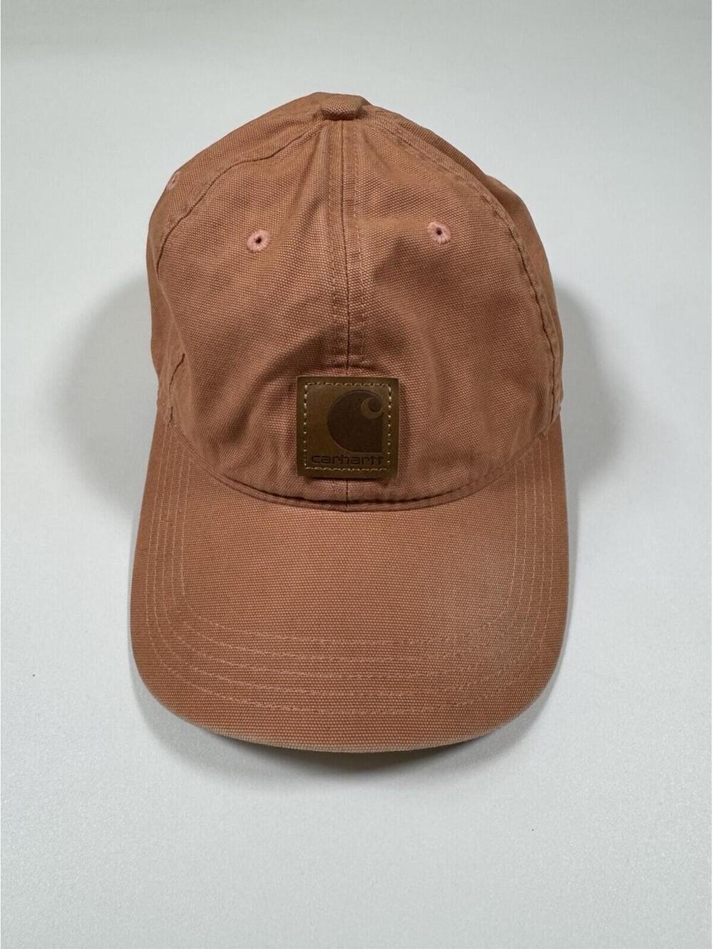 Carhartt Burnt Orange Canvas Cap Leather Logo Patch Adjustable Hat